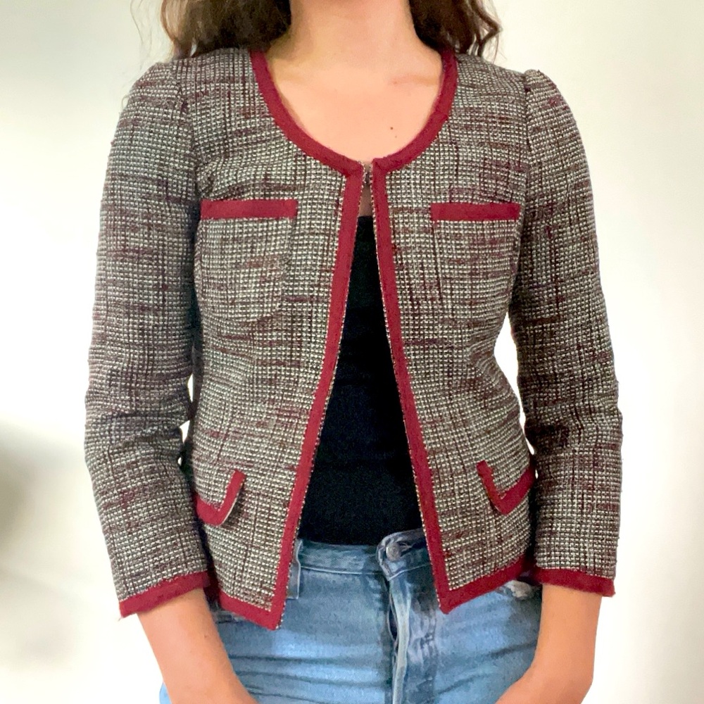 Banana Republic Red Tweed Cropped Blazer - Picture 16 of 16